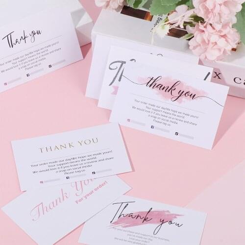 Praise Labels Package Cardstock Pink Watercolor Express Appreciate "Thank You For Your Order" Cards For Small Business