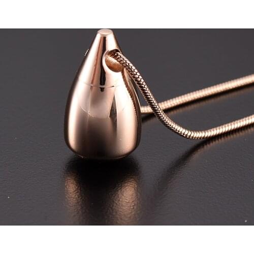 IJD9924 Stainless Steel High polished Tear Drop Urn Cremation Pendant Memorial Necklace Ashes Holder for Human Keepsake Jewelry