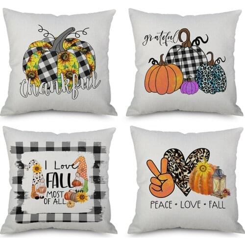 2021 Farmer Market Pumpkin Set of 4 Pillow Covers Happy Fall Y'all Autumn Harvest Decor Throw Pillow Case Cushion No filler