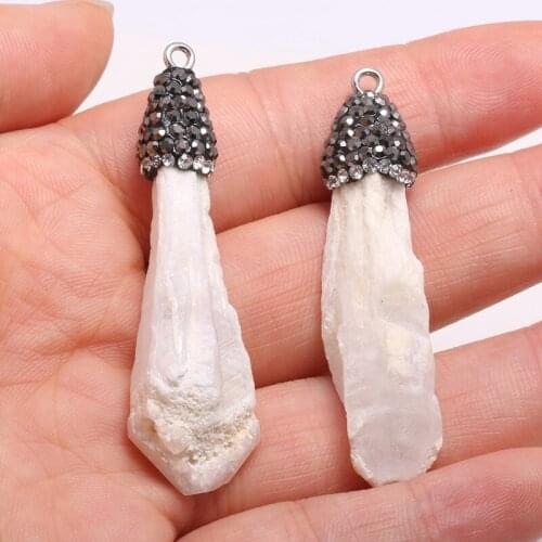 New Natural Stone Pendant Irregular Type Clear Quartzs Faceted Pendant Necklace For DIY Jewelry Best Birthday Gift Size 10x30mm