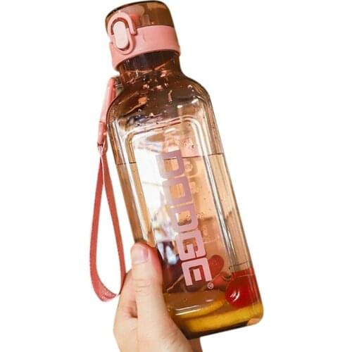 1000ml Square Plastic Creative Cup Bomb Jump Cover With Rope Outdoor Sports Fitness Hand Cup Student Kettle Leak-Proof