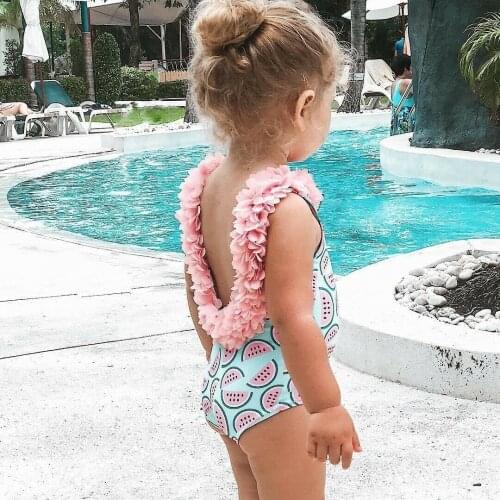 Princess Fashion Baby Girls Swimwear Toddler Baby Kids Girls Floral Backless Beach Swimsuit Bikini Set Monokini Bathing Suit