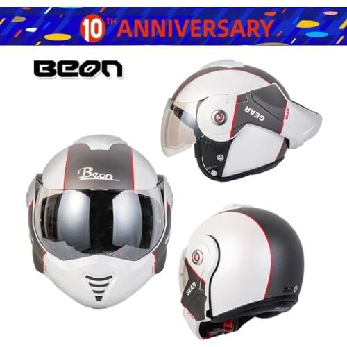 1pcs BEON ABS DOT Motorcycle Modular 4 season Moto Helmet Flip up 180 Degrees Full Face Helmet Lesn Visor Motorcycle Helmet