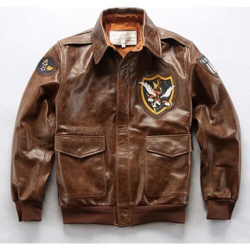 2019 New Men A2 Air Force AVFLY Jacket genuine Leather jacket men real cowskin bomber Jacket Mens motorcycle leather coat