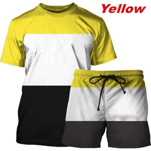 Mens Fitness Sportsuits Male Casual Summer Tracksuit Short Sleeve T-shirt + Shorts Patchwork Plus Size Sports Sets New Fashion