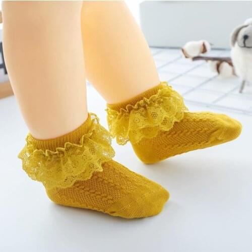 3PCS/lot Baby Girl Socks Lace Ruffle Summer Kids Socks Cotton Casual Mesh Thin Newborn Infant Children Princess Socks