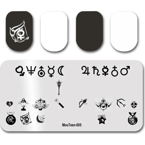 Newest Nail Art Stamping MouTeen005 Cartoon Sailor Moon Character Nail Stamping Plates Manicure Stencil Set For Nail Stamping
