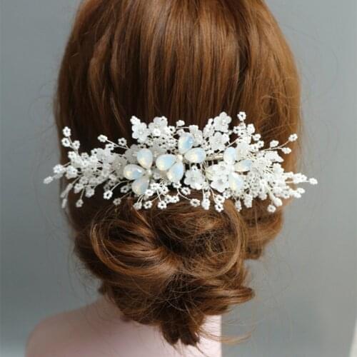 Charming Bridal Silver color Hair Piece Comb Floral Wedding Accessories Hair Vine Jewelry Headwear for Women