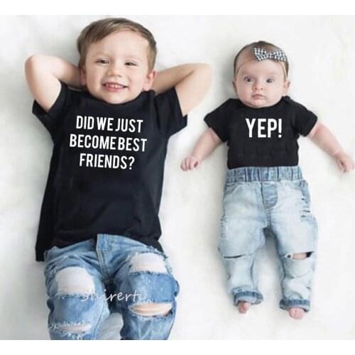 Best Friends Clothes Baby Big Brother T-shirt / Little Brother Romper Family Matching Tops Clothes Outfits