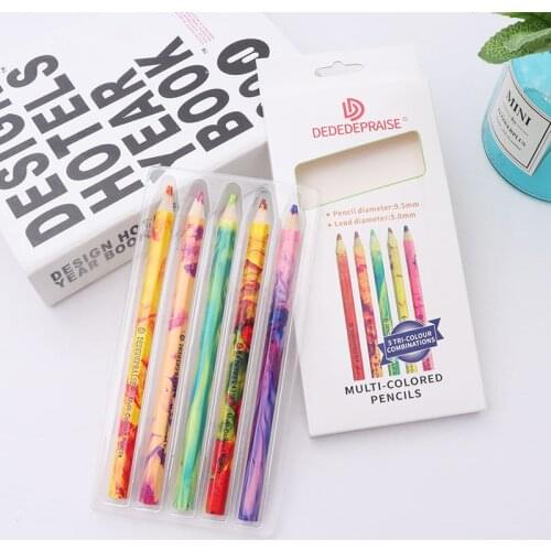 One Stroke Multi-color Rainbow Pencil Gradient Colored Pencil Mixed Core Hand-painted Creative Gift Graffiti Diy