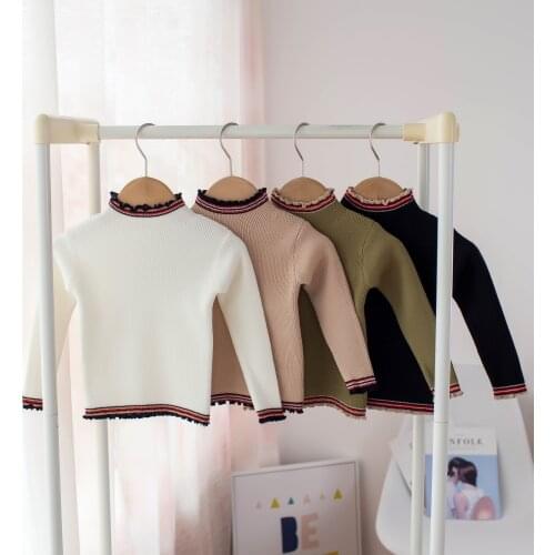 Autumn Winter Baby Girls Turleneck Long Sleeves Knitting Clothes Fashion Casual Knitting Pullover Tops Kids Princess Sweaters