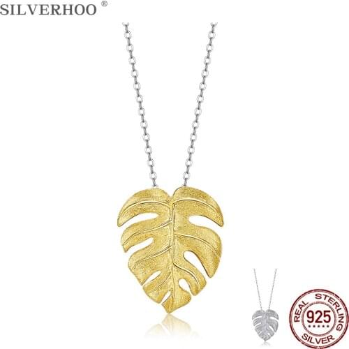 SILVERHOO S925 Sterling Silver Necklaces Leaves-Shaped Cubic Zirconia Necklace For Women Best Selling Fine Jewelry Birthday Gift