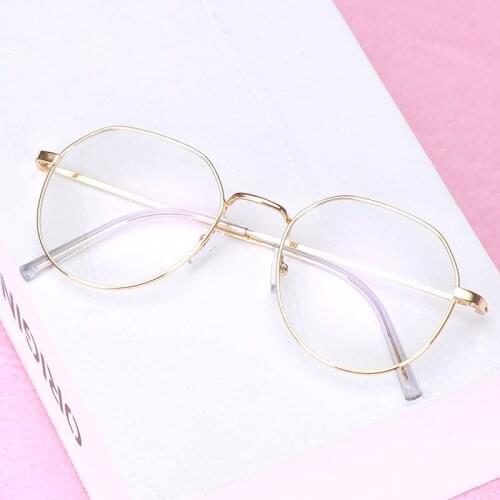 Polygonal frame, Non - degree flat lens, Anti - blue light myopia finished glasses