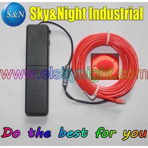 Red-3M EL Wire 2.3mm +Sound Activated-3V Portable Controller (with functions of Constant -Flashing-Off)