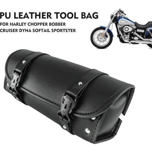 For Harley Sportster Dyna Touring Model Universal Motorcycle PU Leather Luggage Bag Saddlebag Saddle Bag Side Storage Tool Pouch