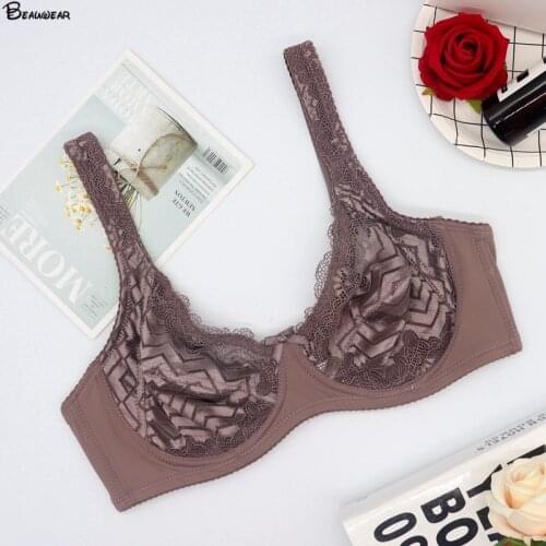Beauwear Sexy Lingerie for Women 40C 42C 44C 46C Large Size Female Lace Bra Adjust Bras Ultra Thin No-Padding Underwear