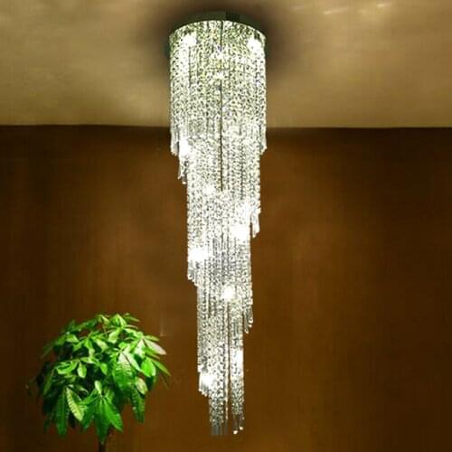 Modern K9 crystal chandelier ceiling lustres Crystal Light Large Chandeliers Ceiling pendant Long Crystal Decorations lamp