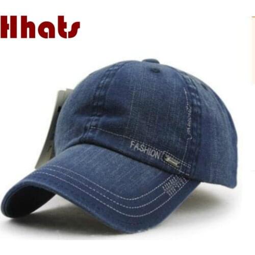 High quality vintage denim baseball cap for women and men adjustable retro jean snapback hat summer male cap
