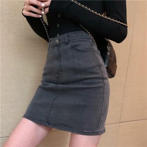 2020 Korean version of the new waist pack hip sexy tight skirt denim slim skirt