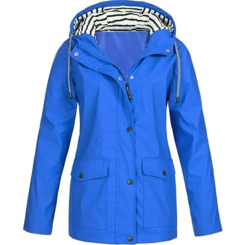 Women Solid Outdoor Jacket Coat Fashion Waterproof Windproof Long Sleeve Hooded Raincoat Plus Size Lightweight Sports Jackets