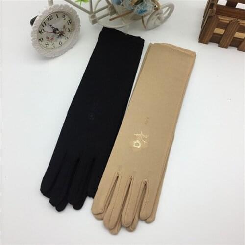 Lady Medium-Long Thin Elastic Etiquette Gloves Summer Women Sunscreen Embroidered Gloves Driving Car Accessories