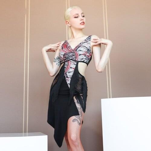 2021 New TL754 Sleeveless Tassel Bare Back Female Latin Dance Dress Women Latin Dance Suit Belly Ballroom Performamnce