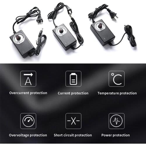1PC AC/DC 100-220V to DC 1-24V 3-12V 2A Adjustable Power Adapter Voltage Regulated Universal Power Supply