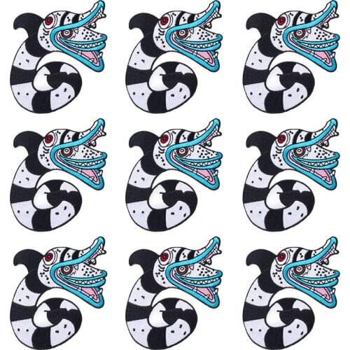 Pulaqi 10PCS Snake Patch Cartoon Animal Wholesale Patches Iron On Patches For Clothing Stripe Wholesale Dropship Custom Patch