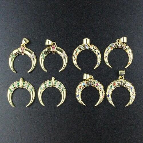 20mm 20pcs/lot High quality colorful cz pendant,moon shape cubic zircon charm jewelry,bracelet/necklace component wholesale