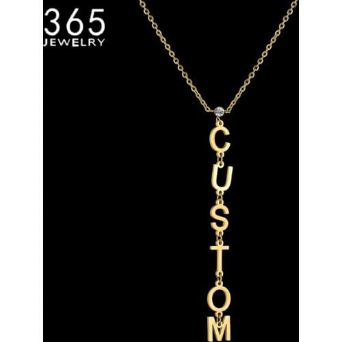 2021Custom Personality Necklace Birthday Stone Letters Collier Namplate Necklaces Stainless Steel Personalized Jewelrys Collares