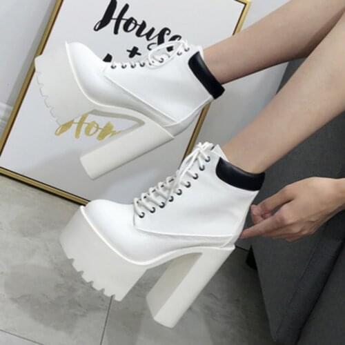 2021 Korean Fashion Stage Show Martens Boots Chunky Heel Super High Heels Catwalk Stage High Heel Platform Shoes