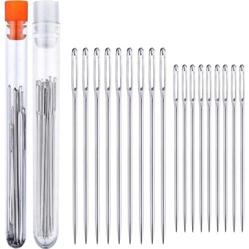 Nonvor 32 PCS 2Sizes Sewing Needless Household Handmade Leather Tool Needle Embroidery Thread Needle with a Plastic Bottle