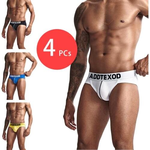 4pcs Underwear Cute U Convex Pouch Hip Briefs Breathable Waistband Body Stretch Soft Cotton Gay Men Underwear