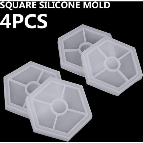 4pcs Hex Shaped Coaster Mold UV Resin Drop Gel Craft Mold DIY Handmade Crystal Glass Coaster Pad Casting Mould Tool