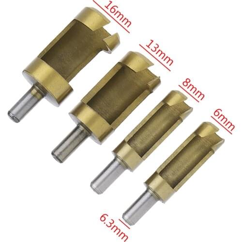 4Pcs 1/4" Rod Titanium Barrel Plug Drill Cutter Cork Spike Hole Saw Wood Tool