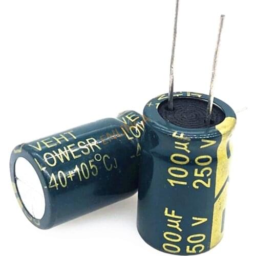 5pcs/lot 250v 100uf 16*25 20% RADIAL aluminum electrolytic capacitor 100000NF 20