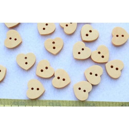600pcs 2 holes small heart wooden buttons cabochon for diy jewelry ,scrapbook,bags,crafts 15mm