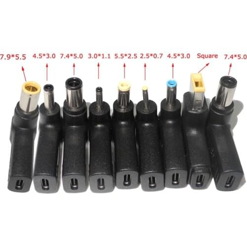 9 Pcs USB C Type C Universal Laptop AC DC Jack Power Supply Adapter Connector Plug for Lenovo Asus Hp Dell