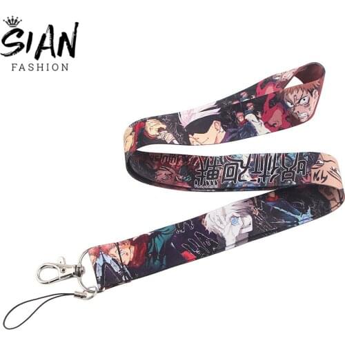 SIAN Japan Anime Jujutsu Kaisen Lanyards Key Chain ID Card Lanyards Neck Pendant Trinkets for Anime Lovers Card Sleeve Lanyards