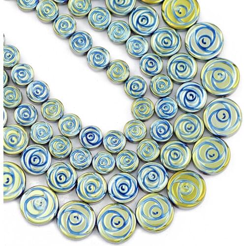 6/8/10MM Green Rose Flower Shape Hematite Natural Stone Spacers Charm Loose Beads For Jewelry Making Diy Bracelets Accessories