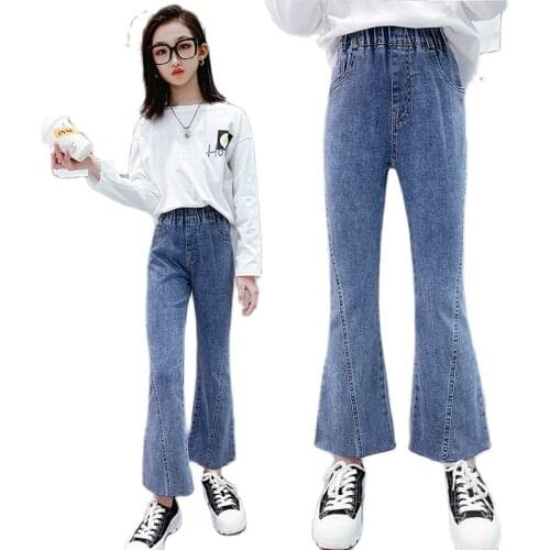 Big Girls Flare Jeans Denim Boot Cut Pants Casual Trousers Kids Teenage Spring Autumn Children Jeans For Girls 10 11 12 13 14Yrs