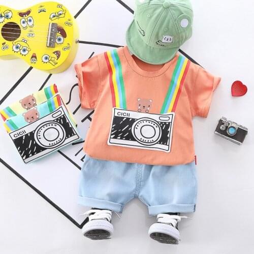 Summer Boys Clothes Sets Baby Boy Fashion Print T-shirt + Shorts 2 Pieces Baby Cotton Clothing Set