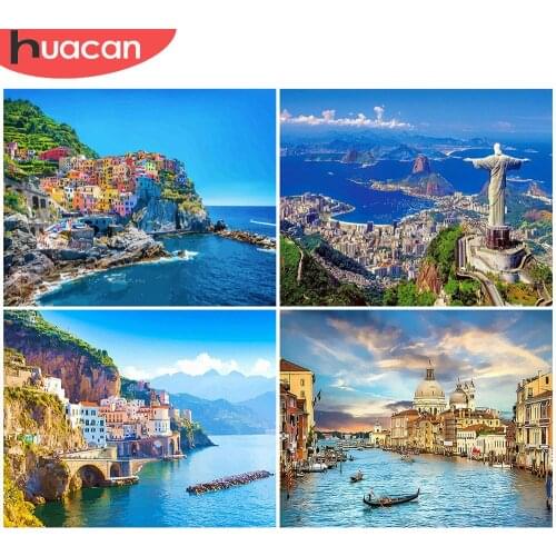 HUACAN DIY Oil Painting By Numbers Scenery Drawing On Canvas Pictures By Number Seascape Hand Painted Paintings Home Decoration