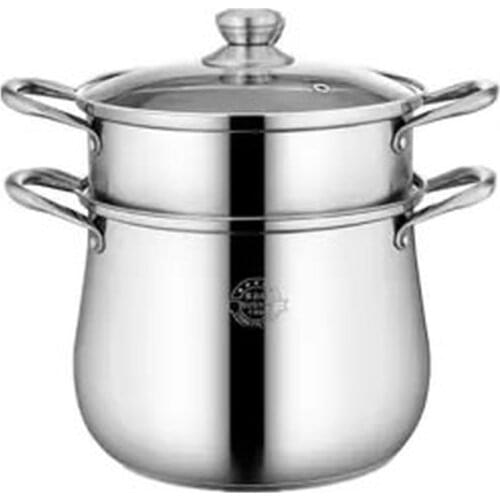 Soup Pot Thick 304 Stainless Steel Pot Large Capacity Double Bottom Noodle Pot Porridge Pot Cooker Universal High Soup Pot Hot
