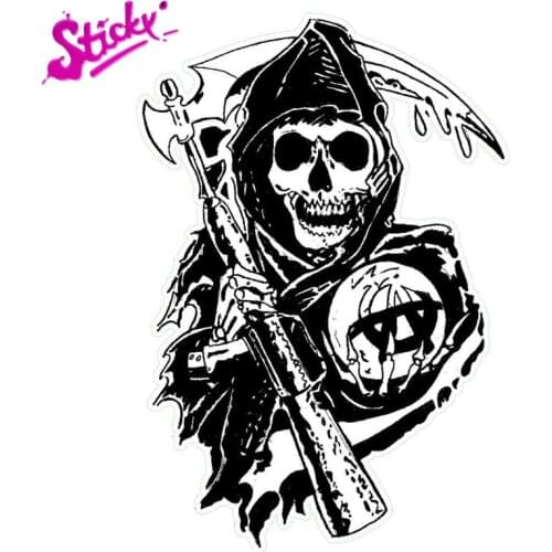 STICKY Free Shipping Sons Of Anarchy Anime Car Sticker Decal Decor Motorcycle Off-road Laptop Trunk Guitar PVC