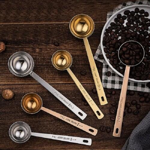 Coffee Scoop 15/30ML Set 304 Stainless Steel Giforhome Silver Gold Teaspoon Luxury Milk Powder Measuring Tool Kitchen Gadgets