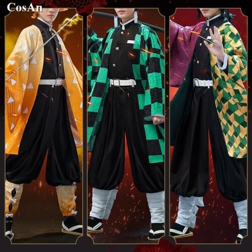 Demon Slayer:Kimetsu No Yaiba Kamado Tanjirou/Agatsuma Zenitsu/Tomioka Giyuu Cosplay Costume Kimono Uniforms Role Play Clothing