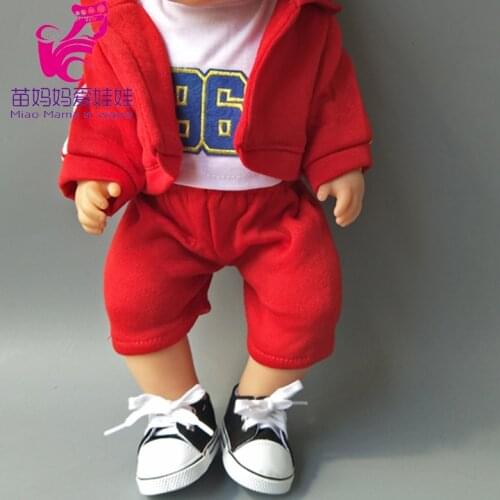 Red Hooded Clothes + pants+ shirt +cap fit for 43cm baby Dolls boy quality Clothes for 18" doll suit