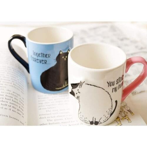 2 PCS Cute Cat Coffee Mug Set Couples Set Gift for Bride Groom You Stole My Heart Anniversary Wedding Engagement free shipping