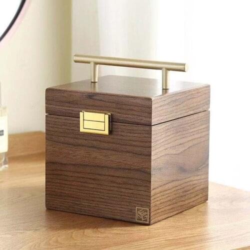 Newest Luxurious Wooden Jewellery Box Organizer Stands Square Display Case With 3 Layers and Mirro for Ring Braceket Necklace